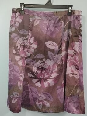 East 5th Pink and Brown Floral A-Line Skirt Size 14